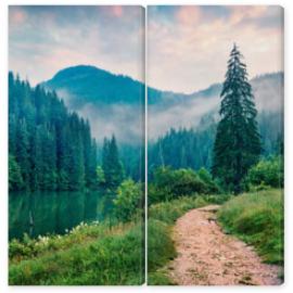 Obraz Dyptyk Misty morning scene of Lacu