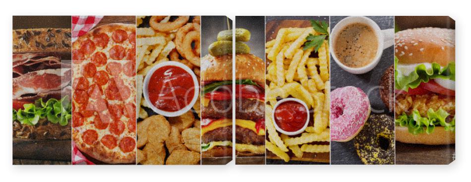 Obraz Dyptyk collage of various fast food