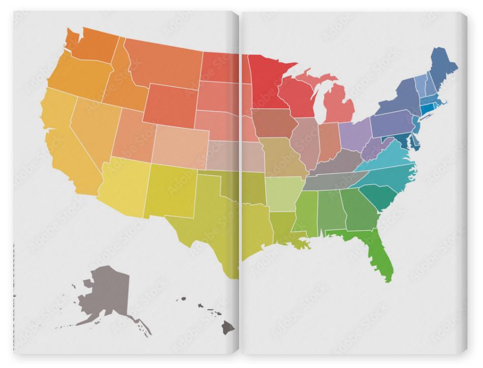 Obraz Dyptyk Blank map of USA, United