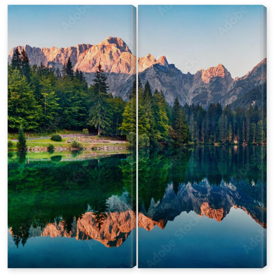 Obraz Dyptyk Calm morning view of Fusine