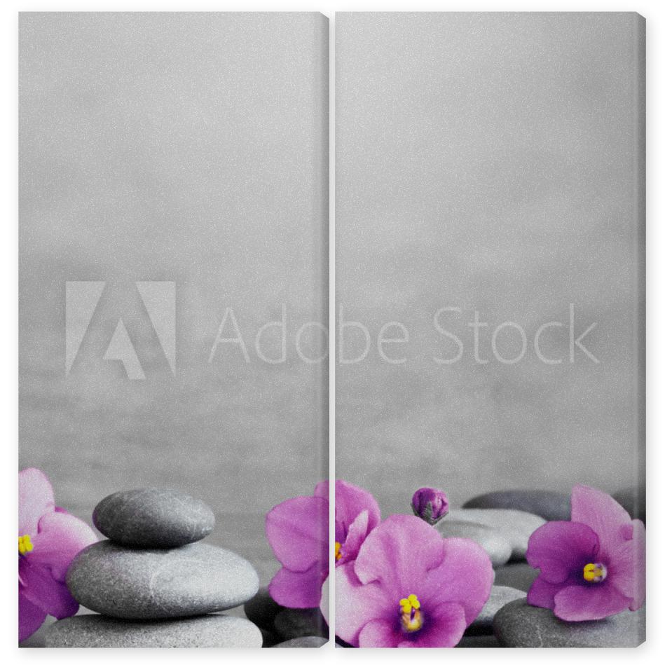 Obraz Dyptyk flower and stone zen spa on