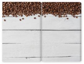 Obraz Dyptyk Aromatic coffee beans on white