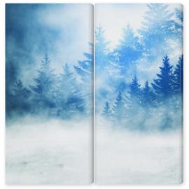 Obraz Dyptyk Dark winter forest background