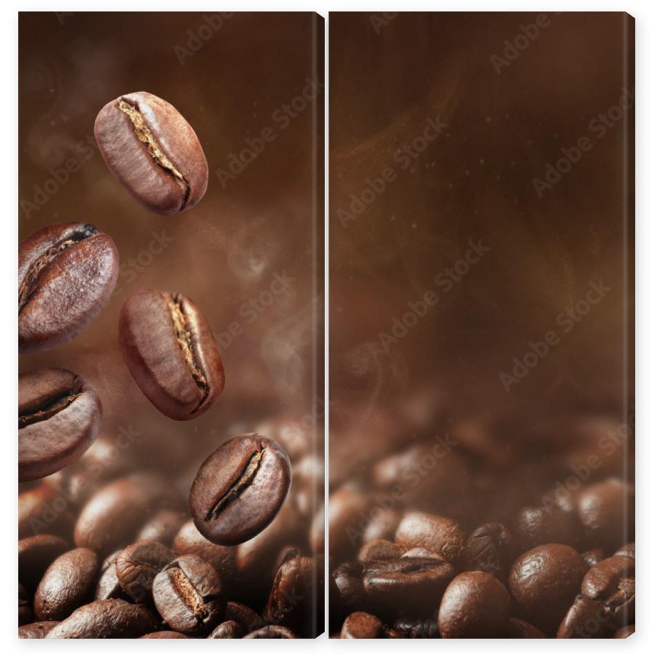 Obraz Dyptyk Roasted coffee beans on grey