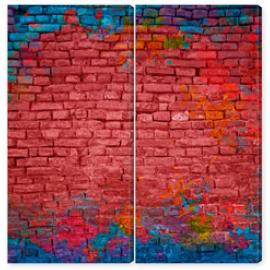 Obraz Dyptyk Paint splash, graffiti brick