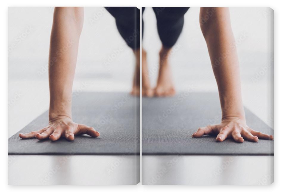 Obraz Dyptyk Slim woman practicing yoga in