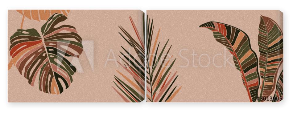 Obraz Dyptyk Tropical Palm Leaves in a