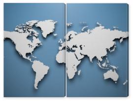 Obraz Dyptyk World map on blue background 