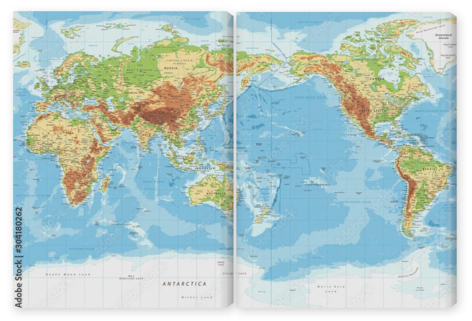 Obraz Dyptyk World Map - Pacific View -