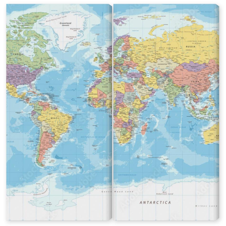 Obraz Dyptyk World Map - Political - Vector