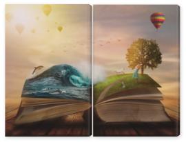 Obraz Dyptyk Concept of an open magic book;