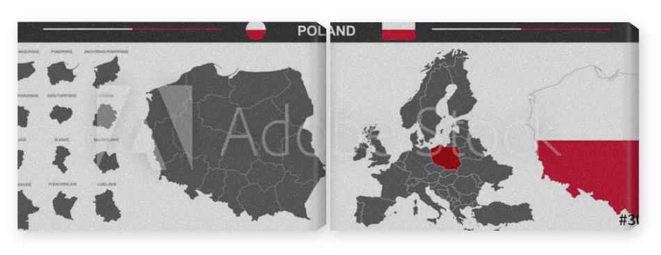 Obraz Dyptyk political vector map of Poland