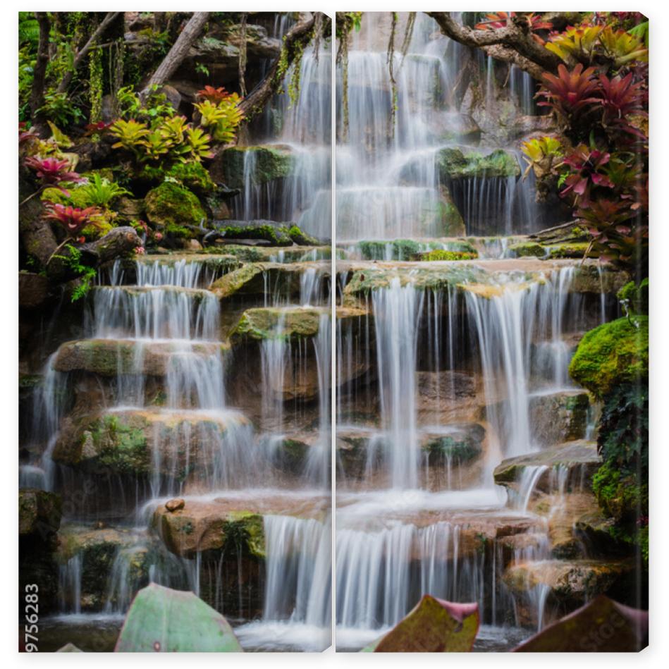 Obraz Dyptyk waterfall in the garden