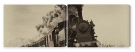 Obraz Dyptyk Vintage steam train. Old photo