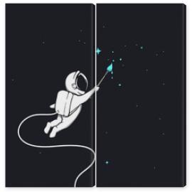 Obraz Dyptyk Cute astronaut drawing a stars