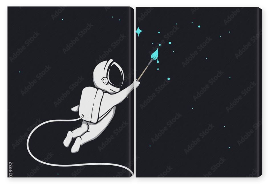 Obraz Dyptyk Cute astronaut drawing a stars