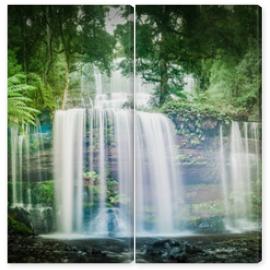 Obraz Dyptyk Waterfall in dense rainforest