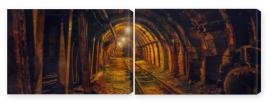 Obraz Dyptyk Underground mining tunnel with