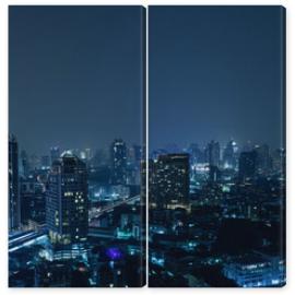 Obraz Dyptyk Modern Bangkok city at night