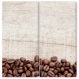 Obraz Dyptyk Coffee on wooden background.