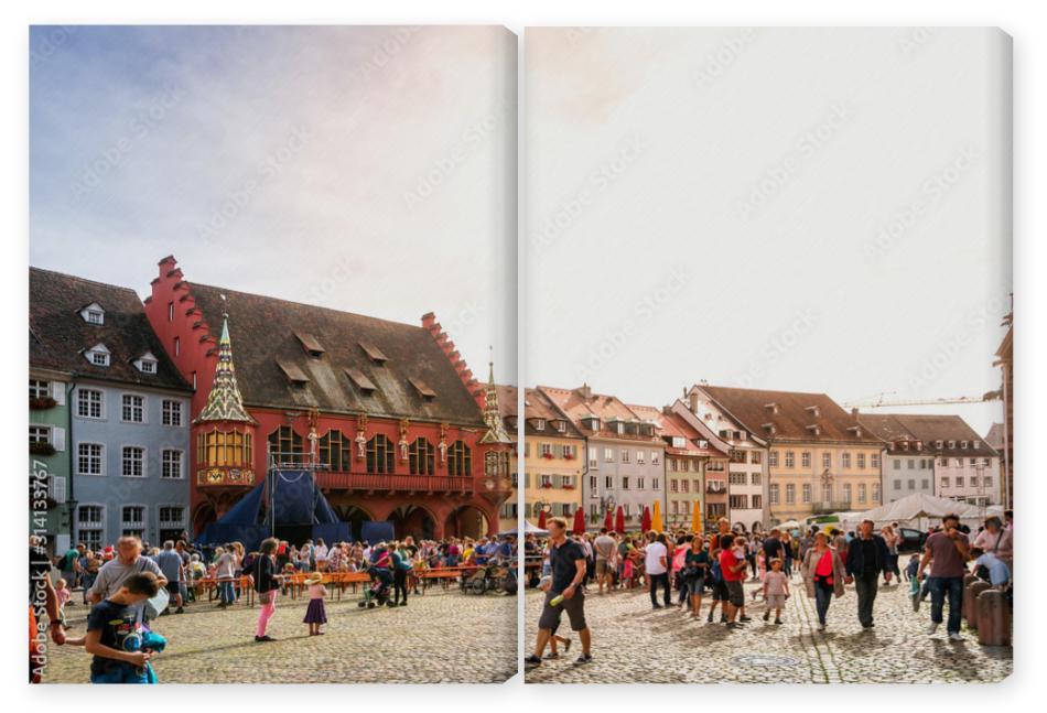 Obraz Dyptyk Münsterplatz, Freiburg im 