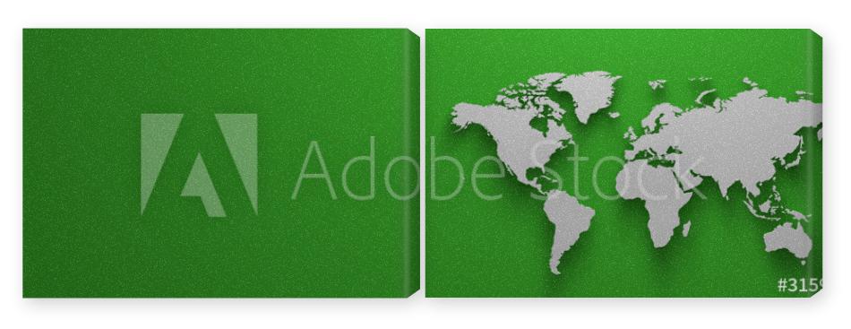 Obraz Dyptyk World map on green background