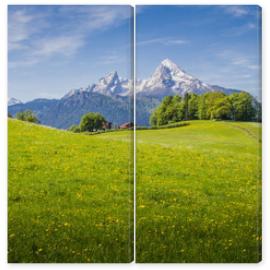 Obraz Dyptyk Idyllic landscape in the Alps