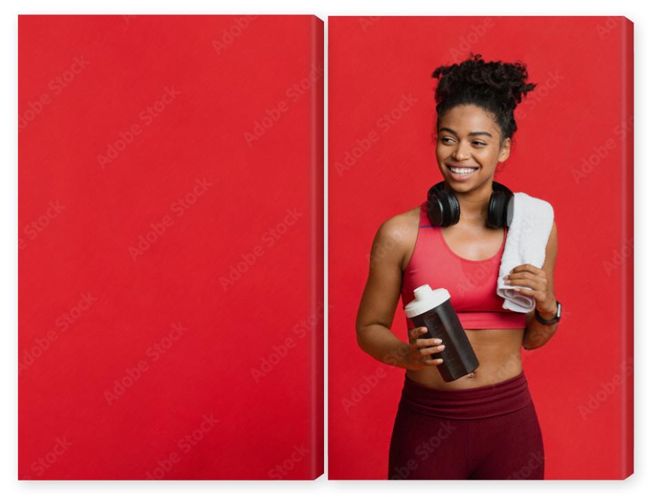 Obraz Dyptyk Happy fitness afro girl