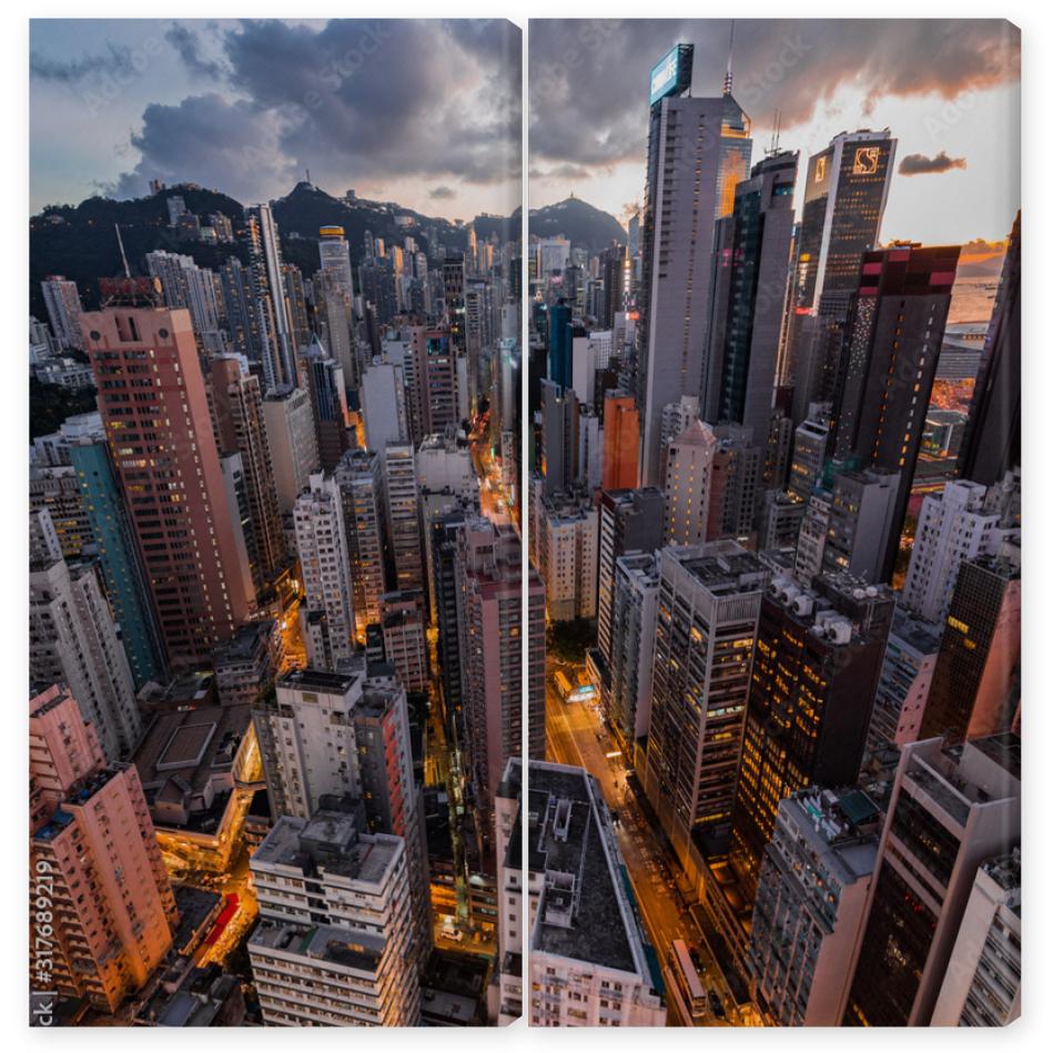 Obraz Dyptyk Hong Kong Cityscape Night