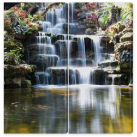 Obraz Dyptyk waterfall in japanese garden