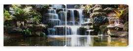 Obraz Dyptyk waterfall in japanese garden