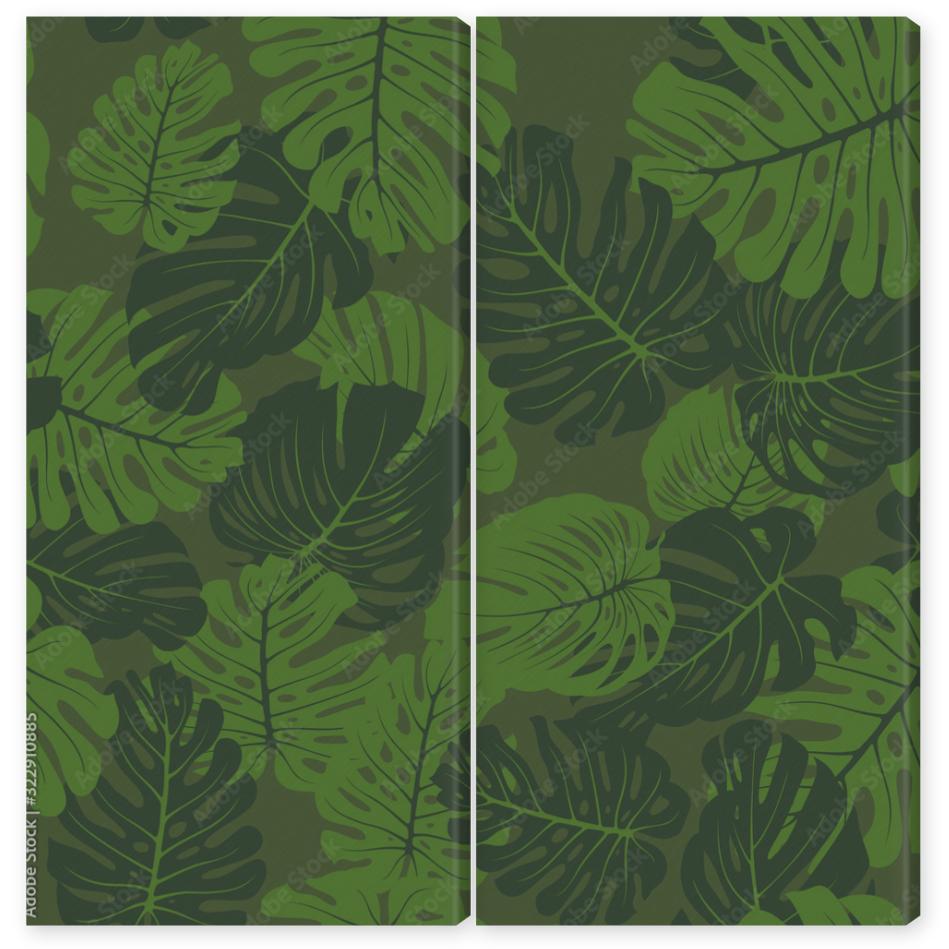 Obraz Dyptyk Monstera camouflage seamless