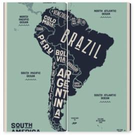 Obraz Dyptyk Map South America. Poster map