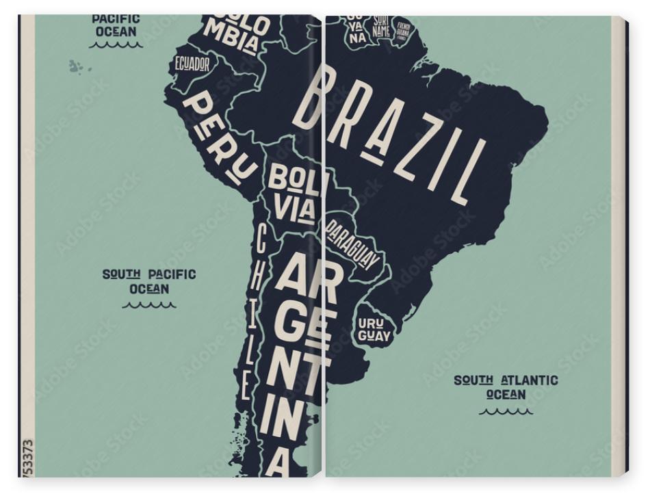 Obraz Dyptyk Map South America. Poster map