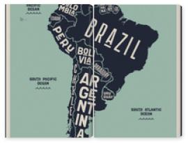 Obraz Dyptyk Map South America. Poster map