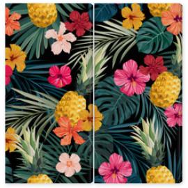 Obraz Dyptyk Seamless hand drawn tropical