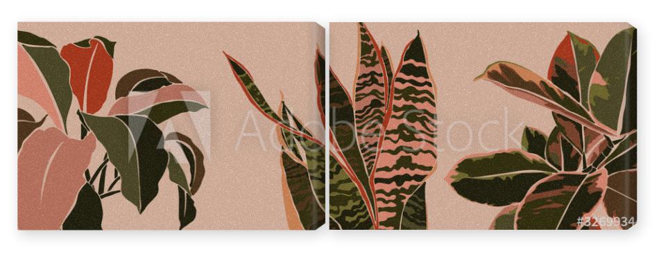 Obraz Dyptyk Art collage houseplant leaves