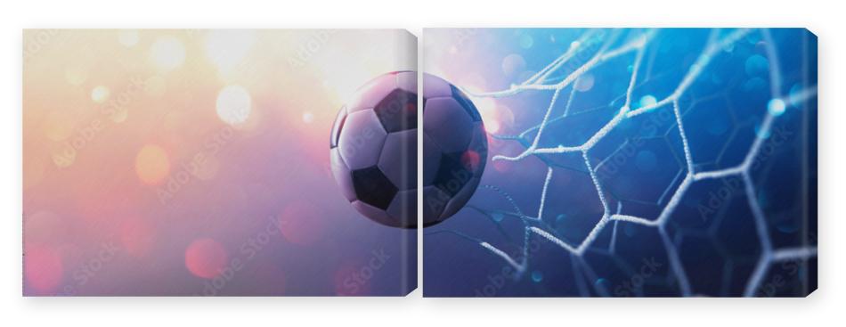 Obraz Dyptyk Soccer Ball in Goal.