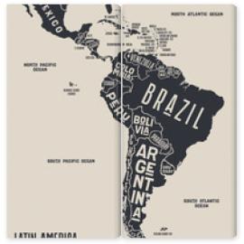 Obraz Dyptyk Map Latin America. Poster map