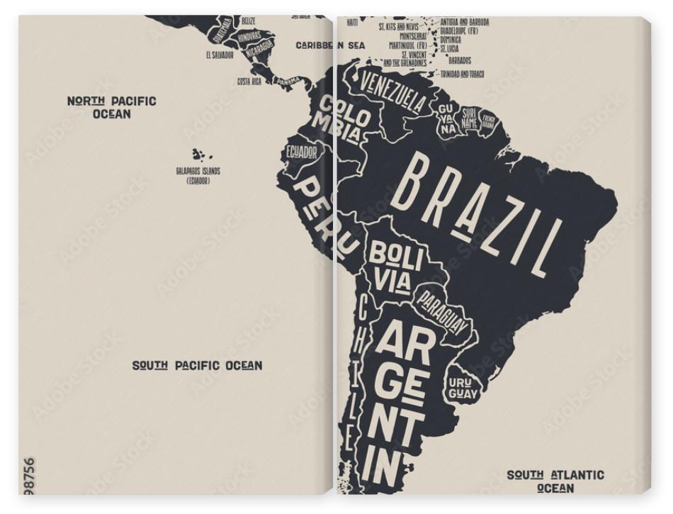 Obraz Dyptyk Map Latin America. Poster map