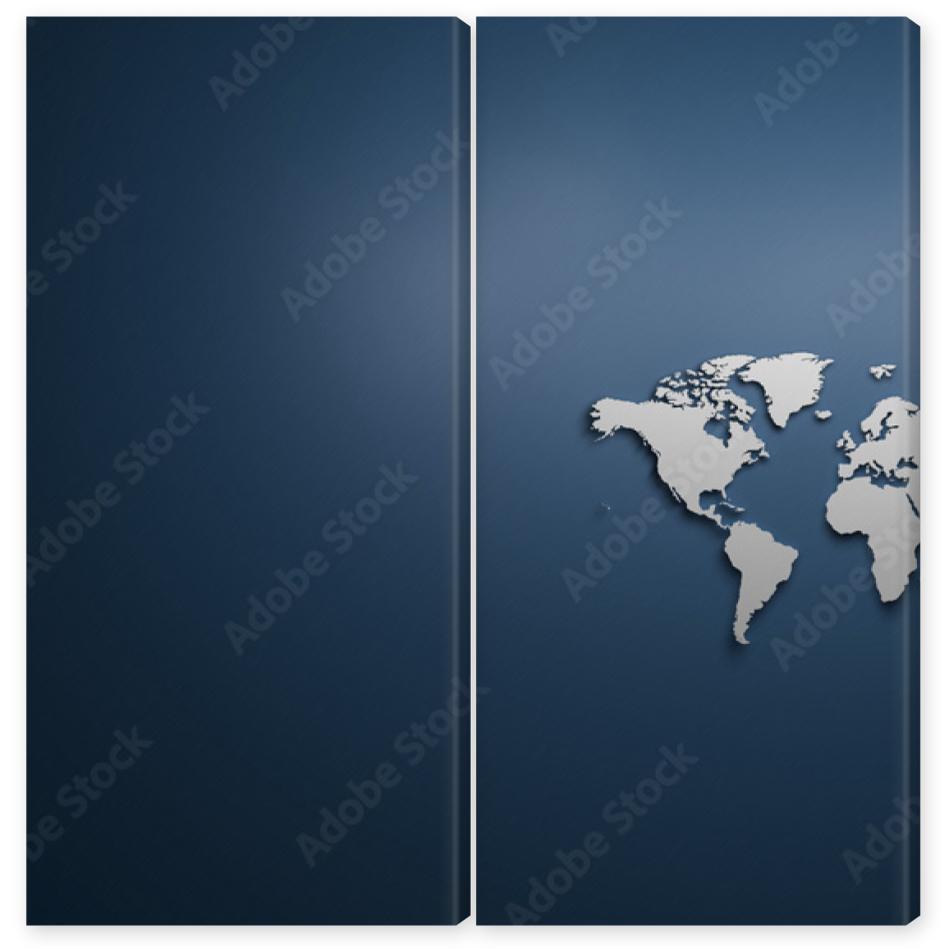 Obraz Dyptyk World map on blue background