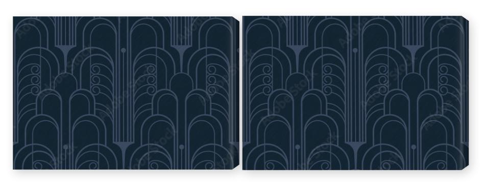 Obraz Dyptyk Dark blue art deco geometric