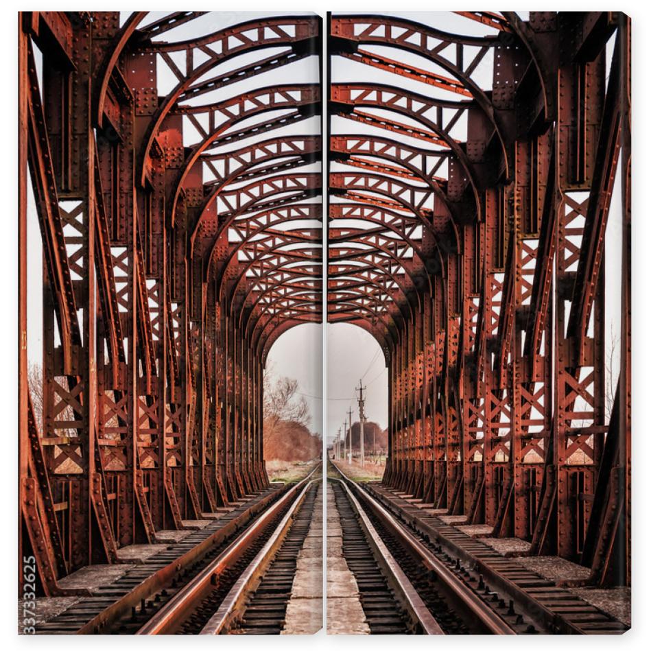 Obraz Dyptyk symmetry of the railway bridge