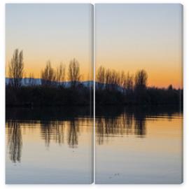 Obraz Dyptyk Clear sky Sunset in Ebro river
