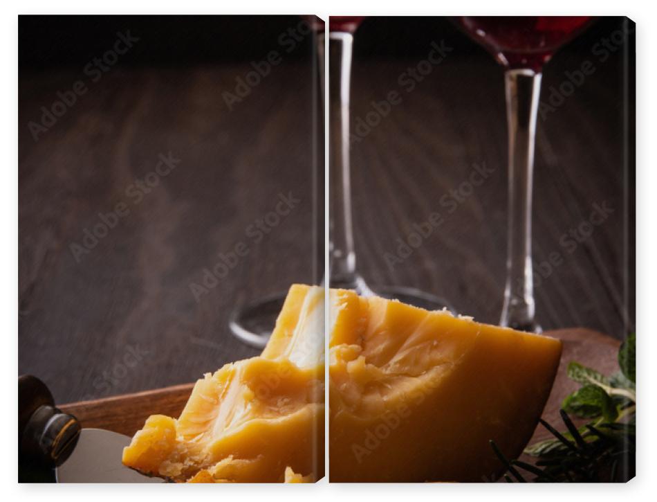 Obraz Dyptyk チーズと赤ワイン