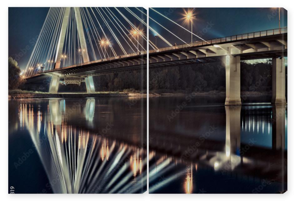 Obraz Dyptyk Nocny widok nowego mostu