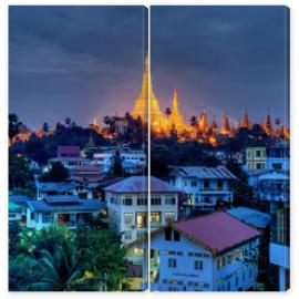 Obraz Dyptyk Yangon at night