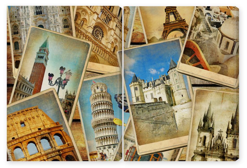 Obraz Dyptyk vintage travel collage