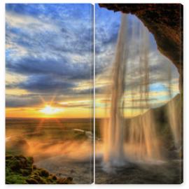 Obraz Dyptyk Seljalandfoss waterfall at