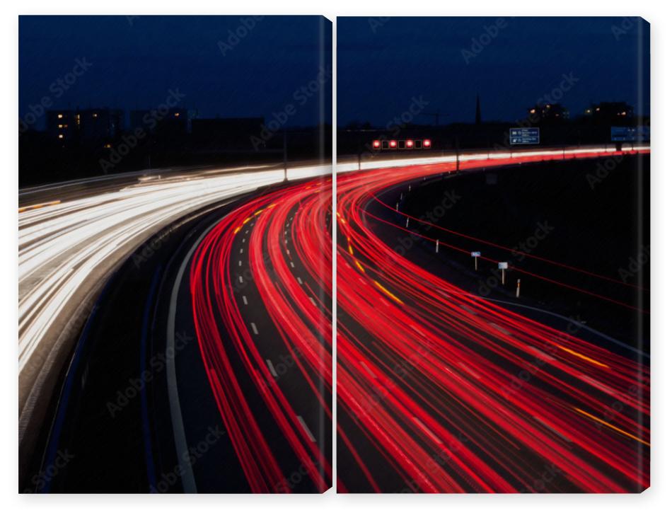 Obraz Dyptyk Autos auf Autobahn bei Nacht